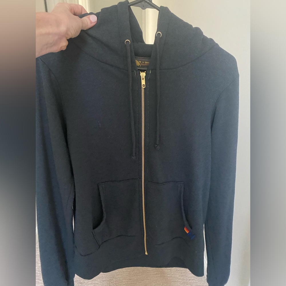 XS Aviator Nation Zip Up Hoodie Charcoal color